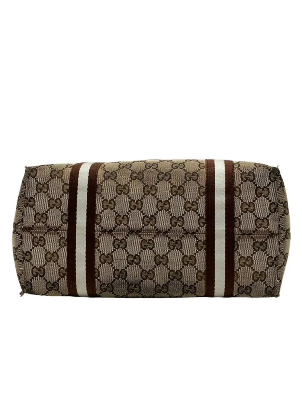 Gucci Tote GG Pattern Beige Dark Brown White Leather